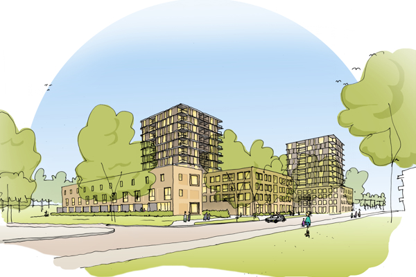 Artiesten impressie van nieuwbouw ParkPoort