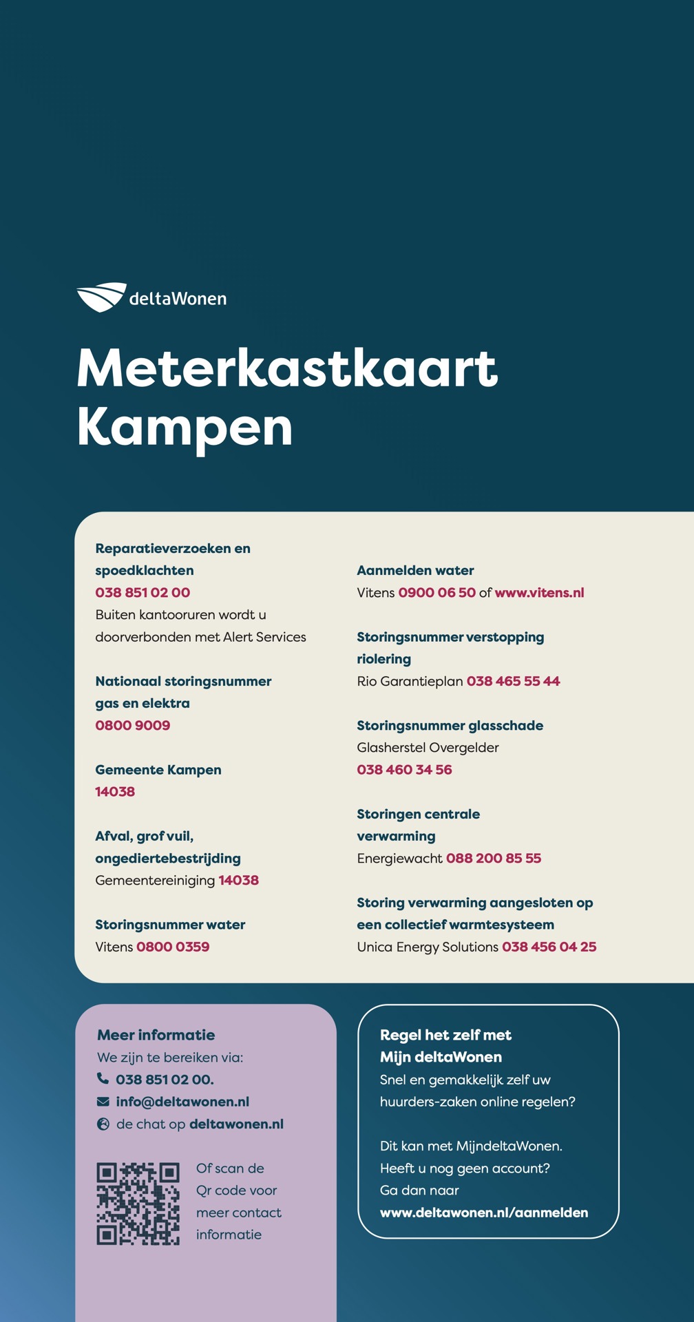 Informatiekaart met belangrijke telefoonnummers voor inwoners van Kampen